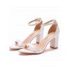 Open Pointed Toe Chunky High Heels Buckle Strap Elegance Sandals - Blanc EU 42