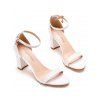 Open Pointed Toe Chunky High Heels Buckle Strap Elegance Sandals - Blanc EU 42