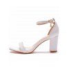 Open Pointed Toe Chunky High Heels Buckle Strap Elegance Sandals - Blanc EU 42