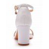 Open Pointed Toe Chunky High Heels Buckle Strap Elegance Sandals - Blanc EU 42