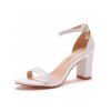 Open Pointed Toe Chunky High Heels Buckle Strap Elegance Sandals - Blanc EU 42