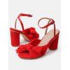 Bowknot Chunky Heels Open Toe Buckle Strap Elegance Party Sandals - Rouge EU 43