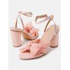 Bowknot Chunky Heels Open Toe Buckle Strap Elegance Party Sandals - Rose clair EU 43