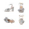 Bowknot Chunky Heels Open Toe Buckle Strap Elegance Party Sandals - Argent EU 43