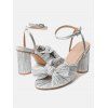 Bowknot Chunky Heels Open Toe Buckle Strap Elegance Party Sandals - Argent EU 43