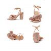 Bowknot Chunky Heels Open Toe Buckle Strap Elegance Party Sandals - Champagne EU 43