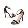 Buckle Strap Stiletto High Heel Open Pointed Toe Elegance Sandals - Noir EU 43