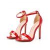 Buckle Strap Stiletto High Heel Open Pointed Toe Elegance Sandals - Rouge EU 43