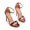Buckle Strap Stiletto High Heel Open Pointed Toe Elegance Sandals - Café profond EU 43