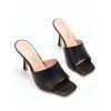 Solid Color Square Open Toe High Heel Slip On Casual Outdoor Sandals - Noir EU 42