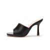 Solid Color Square Open Toe High Heel Slip On Casual Outdoor Sandals - Noir EU 42
