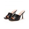 Solid Color Square Open Toe High Heel Slip On Casual Outdoor Sandals - Noir EU 42