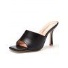 Solid Color Square Open Toe High Heel Slip On Casual Outdoor Sandals - Noir EU 42