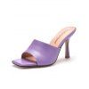 Solid Color Square Open Toe High Heel Slip On Casual Outdoor Sandals - PURPLE EU 37