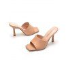 Solid Color Square Open Toe High Heel Slip On Casual Outdoor Sandals - LIGHT COFFEE EU 36