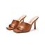Solid Color Square Open Toe High Heel Slip On Casual Outdoor Sandals - Blanc EU 35