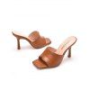 Solid Color Square Open Toe High Heel Slip On Casual Outdoor Sandals - Café profond EU 42