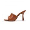 Solid Color Square Open Toe High Heel Slip On Casual Outdoor Sandals - Café profond EU 42