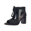 Solid Color Open Toe Bowknot Decor Chunky Heels Zipper See Thru Trendy Sandals - Noir EU 35