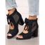 Solid Color Open Toe Bowknot Decor Chunky Heels Zipper See Thru Trendy Sandals - Noir EU 35