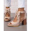 Solid Color Open Toe Bowknot Decor Chunky Heels Zipper See Thru Trendy Sandals - café lumière EU 43