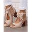 Solid Color Open Toe Bowknot Decor Chunky Heels Zipper See Thru Trendy Sandals - Noir EU 35
