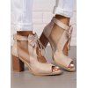 Solid Color Open Toe Bowknot Decor Chunky Heels Zipper See Thru Trendy Sandals - café lumière EU 43