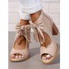 Solid Color Open Toe Bowknot Decor Chunky Heels Zipper See Thru Trendy Sandals - café lumière EU 43