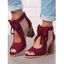 Solid Color Open Toe Bowknot Decor Chunky Heels Zipper See Thru Trendy Sandals - Noir EU 35
