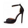 Solid Color Buckle Strap Open Toe High Heels Elegance Sandals - Noir EU 43