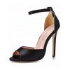 Solid Color Buckle Strap Open Toe High Heels Elegance Sandals - Noir EU 43
