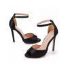 Solid Color Buckle Strap Open Toe High Heels Elegance Sandals - Noir EU 43