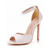 Solid Color Buckle Strap Open Toe High Heels Elegance Sandals - Blanc EU 43
