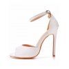 Solid Color Buckle Strap Open Toe High Heels Elegance Sandals - Blanc EU 43