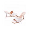 Solid Color Square Open Toe High Heel Slip On Casual Outdoor Sandals - Blanc EU 35