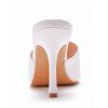 Solid Color Square Open Toe High Heel Slip On Casual Outdoor Sandals - Blanc EU 35