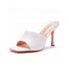 Solid Color Square Open Toe High Heel Slip On Casual Outdoor Sandals - Blanc EU 35