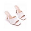 Solid Color Square Open Toe High Heel Slip On Casual Outdoor Sandals - Blanc EU 35
