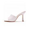 Solid Color Square Open Toe High Heel Slip On Casual Outdoor Sandals - Blanc EU 35