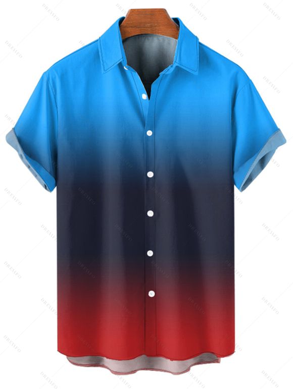 Chemise décontractée à manches courtes et boutons pour homme, couleur contrastée, idéale pour les vacances - multicolor 5XL