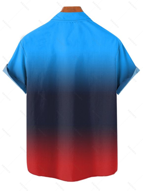 Tenue décontractée pour homme, chemise à manches courtes boutonnée et retroussable de couleur contrastée et short à poche intérieure avec cordon de serrage, tenue de plage - multicolor S | US 4