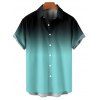 Chemise décontractée ombrée pour homme, boutonnée, retroussée, manches courtes, pour les vacances - Bleu 5XL