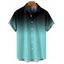 Chemise décontractée ombrée pour homme, boutonnée, retroussée, manches courtes, pour les vacances - Bleu 5XL