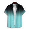 Chemise décontractée ombrée pour homme, boutonnée, retroussée, manches courtes, pour les vacances - Bleu 5XL