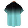 Chemise décontractée ombrée pour homme, boutonnée, retroussée, manches courtes, pour les vacances - Bleu 5XL