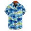 Chemise de plage à manches courtes et boutons pour homme, motif cocotier et océan - Bleu 5XL
