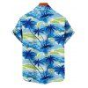 Chemise de plage à manches courtes et boutons pour homme, motif cocotier et océan - Bleu 5XL