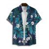 Chemise hawaïenne à manches courtes et boutons pour homme, motif floral et feuilles tropicales - Bleu profond 5XL