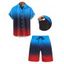 Tenue décontractée pour homme, chemise à manches courtes boutonnée et retroussable de couleur contrastée et short à poche intérieure avec cordon de serrage, tenue de plage - multicolor S | US 4