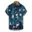 Chemise hawaïenne à manches courtes et boutons pour homme, motif floral et feuilles tropicales - Bleu profond 5XL